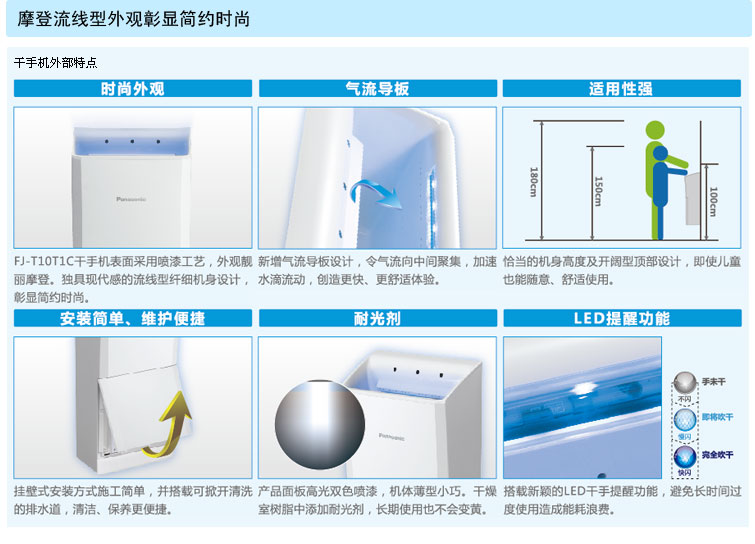 松下干手機FJ-T10T1C簡約時尚外觀
