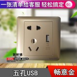 施耐德畅意五孔USB（金）