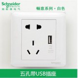 施耐德绎尚五孔USB（白）