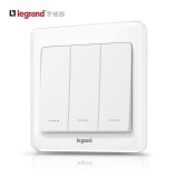 罗格朗圆冰莹白三开单