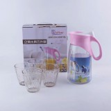玻璃冷水壶套装，八角壶 波纹水具套装