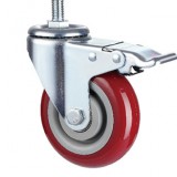 中型丝杆活动双刹双轴枣红PU轮