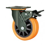 重型活动双刹双轴塑芯PU轮