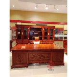 书房系列缅甸花梨三组合书柜与办公桌