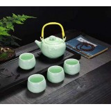 5头青瓷提梁茶具