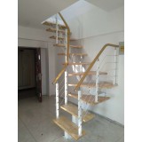 钢木楼梯，钢质龙骨大梁，实木踏板，pvc扶手
